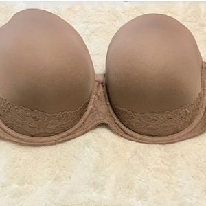 Torrid Nude Tan Strapless Lace Padded Bra 40DDD
